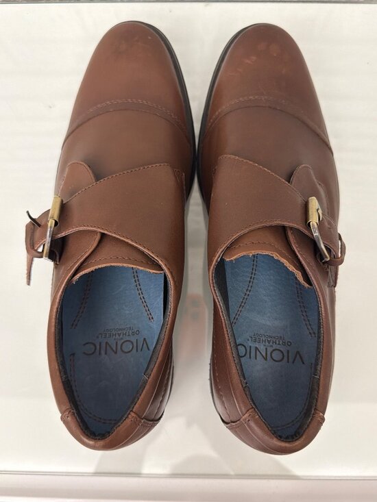 Vionic with Orthaheel Technology Men’s Brown Leather Monk Strap Shoe Size 8.5W main image 7